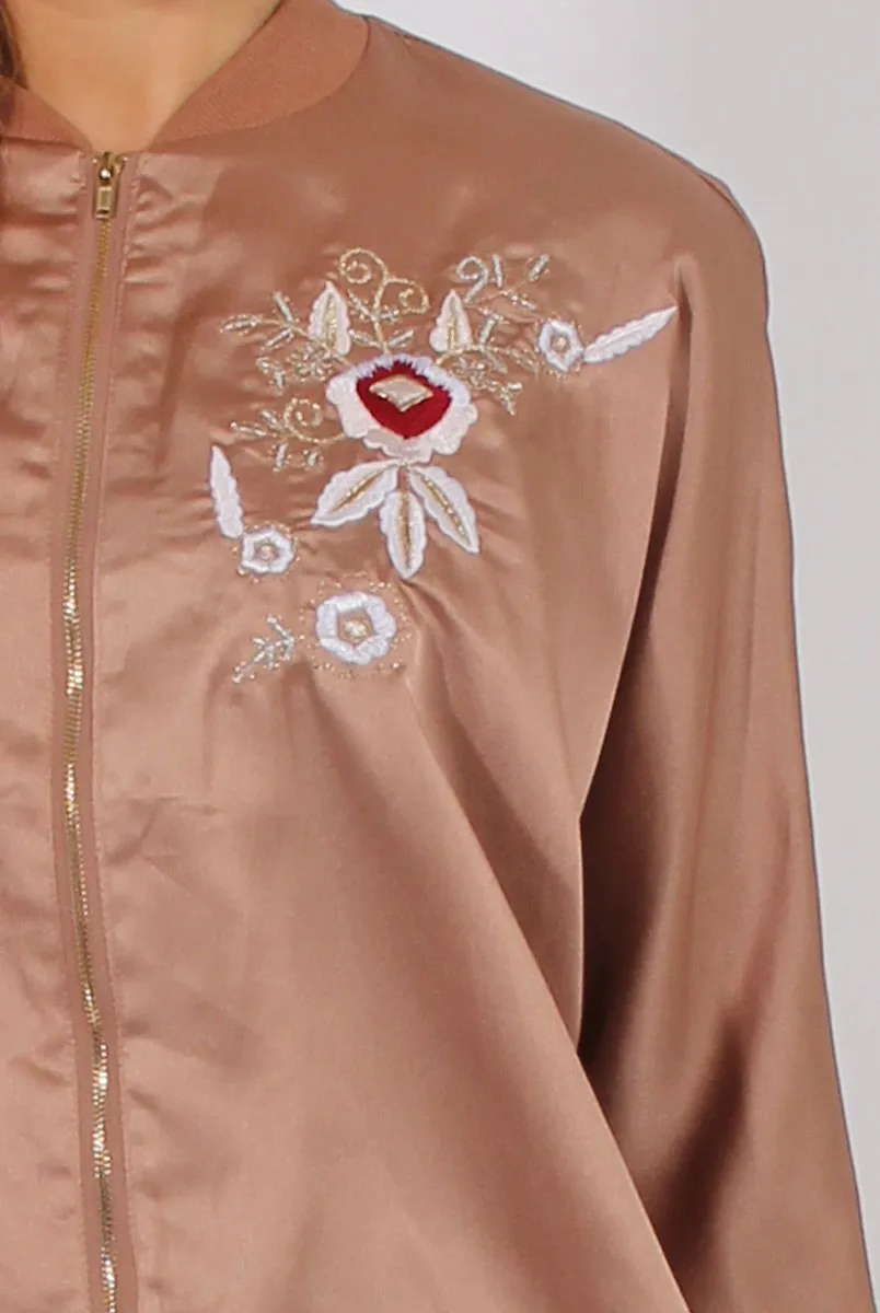 Gold Satin Oversized Embroidered Jacket - North