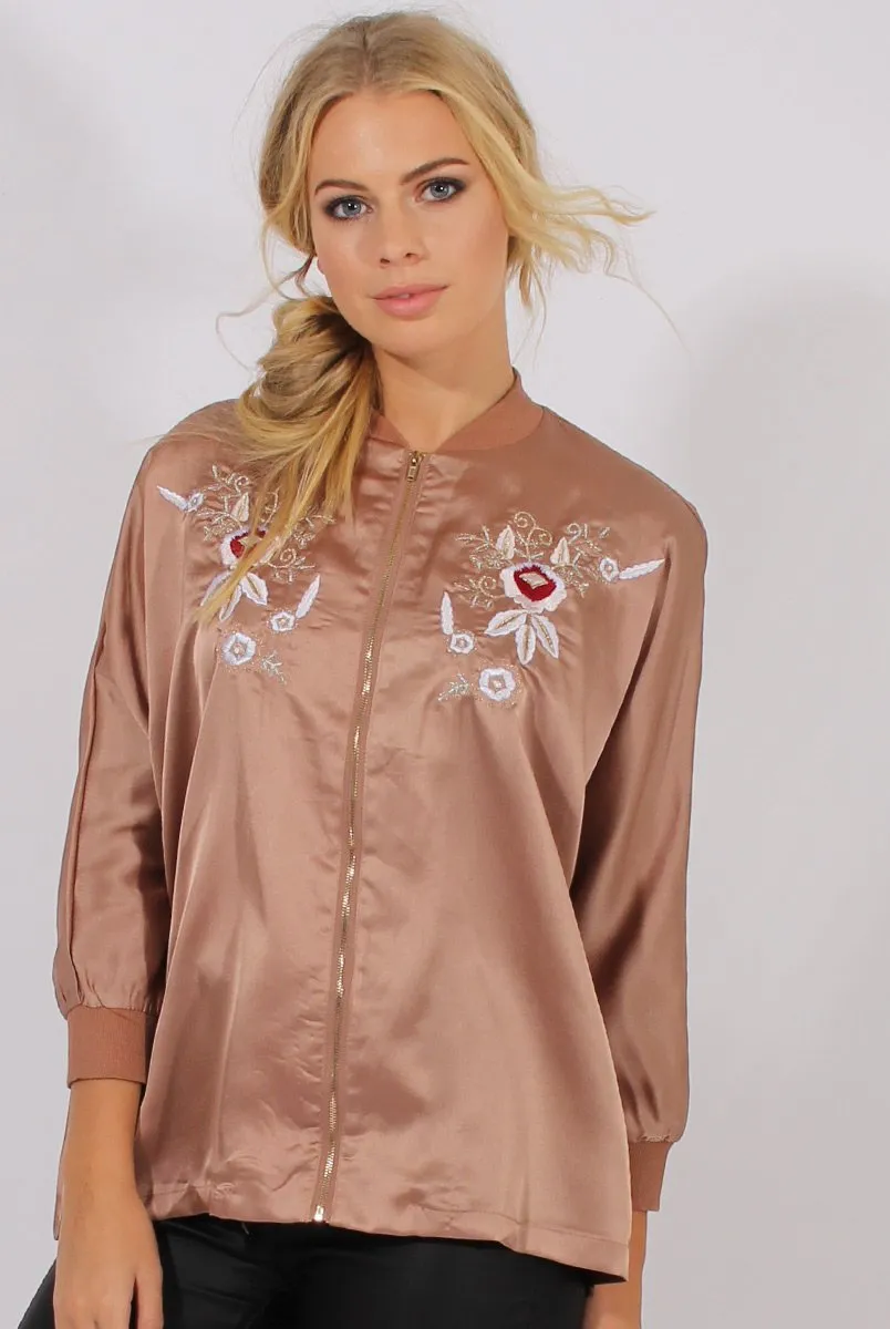 Gold Satin Oversized Embroidered Jacket - North