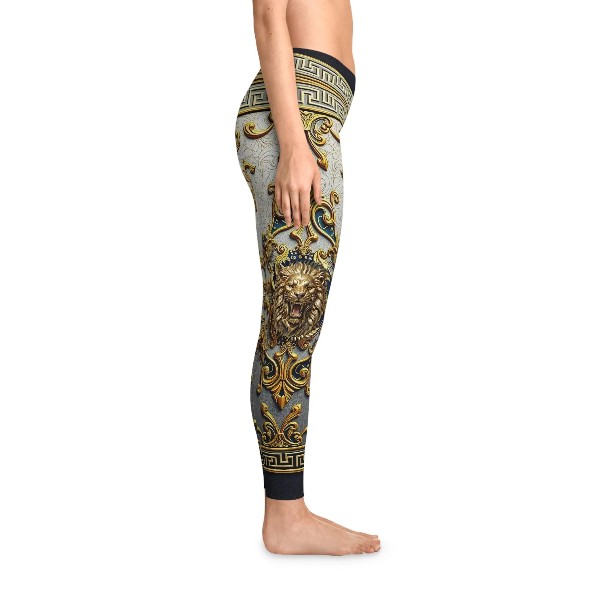 Golden Baroque Leggings Women Stretchy Pants Golden Lion Leggings Yoga Tights Women Casual wear Leggings | 104924