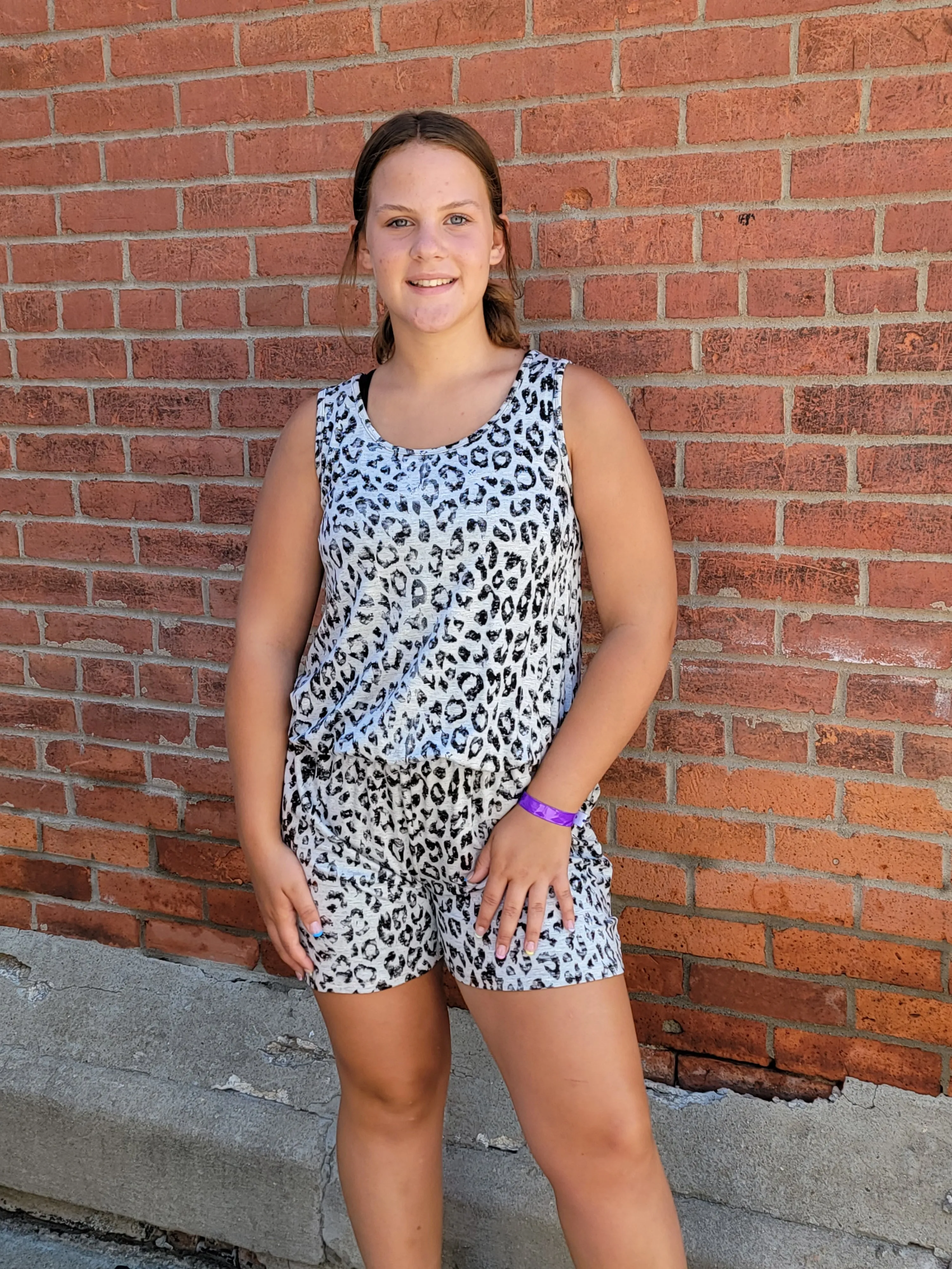 Gray Animal Print Romper