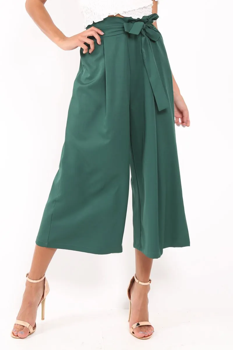 Green Paper Bag Waist Culottes - Eris