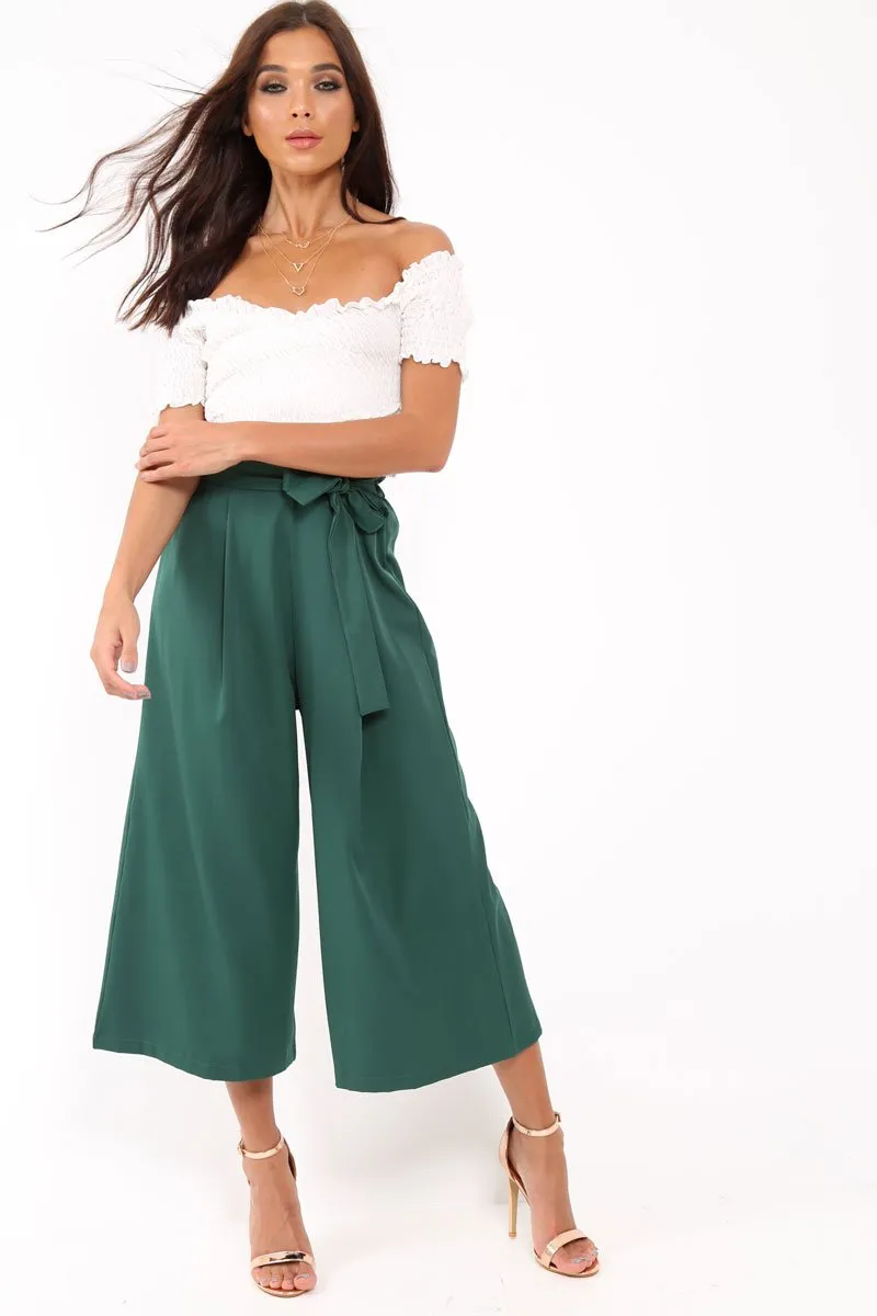 Green Paper Bag Waist Culottes - Eris