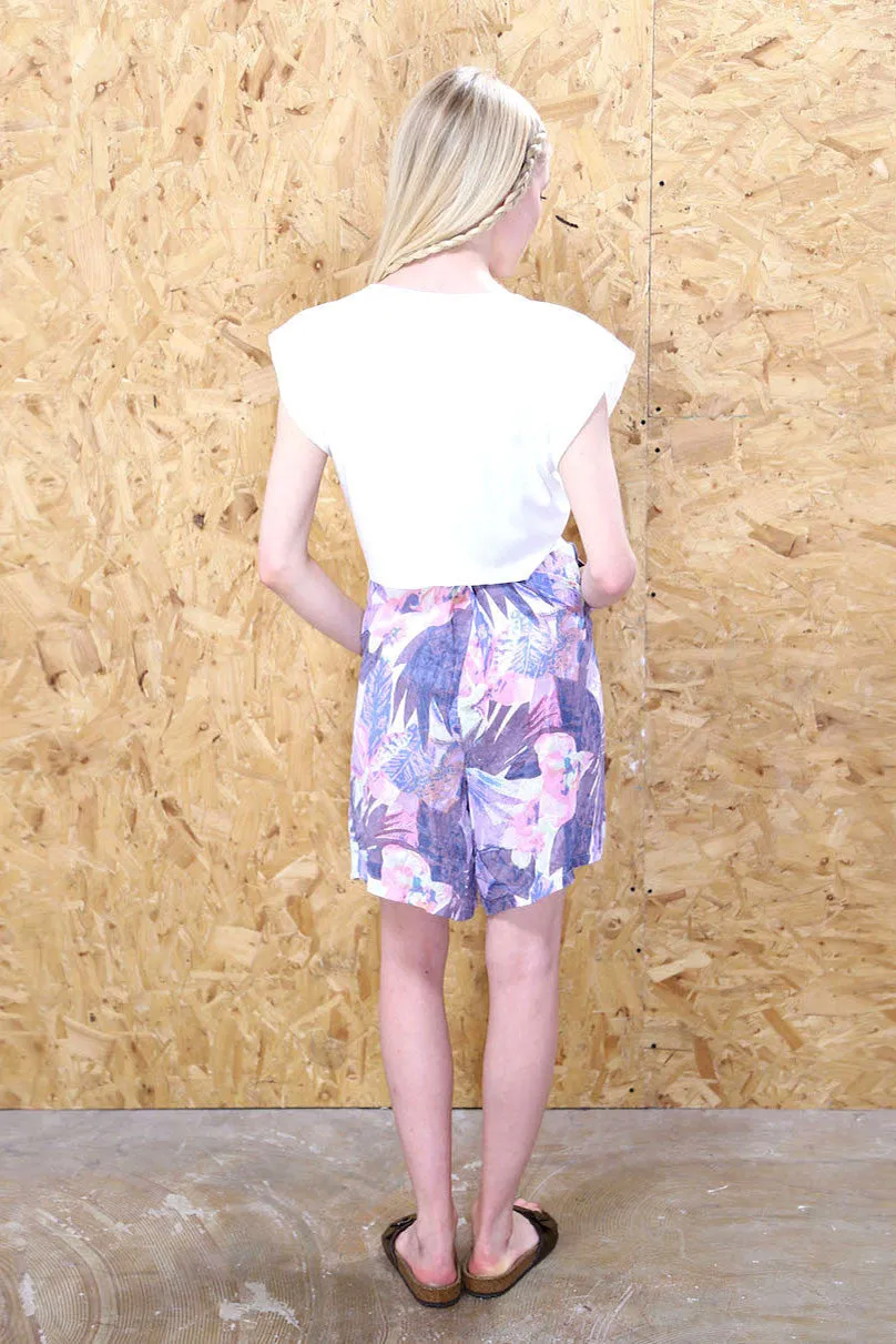 High Waisted Purple Tropical Print Culottes