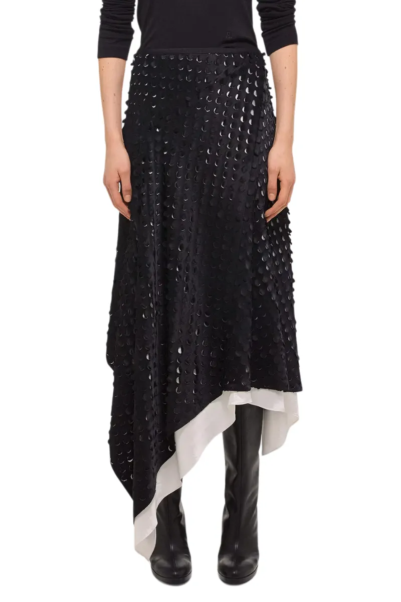 Hole-Punched Scarf Hem Skirt