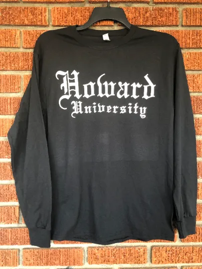 Howard University Black Super Crop or Crew Neck Long Sleeve Black T-Shirt