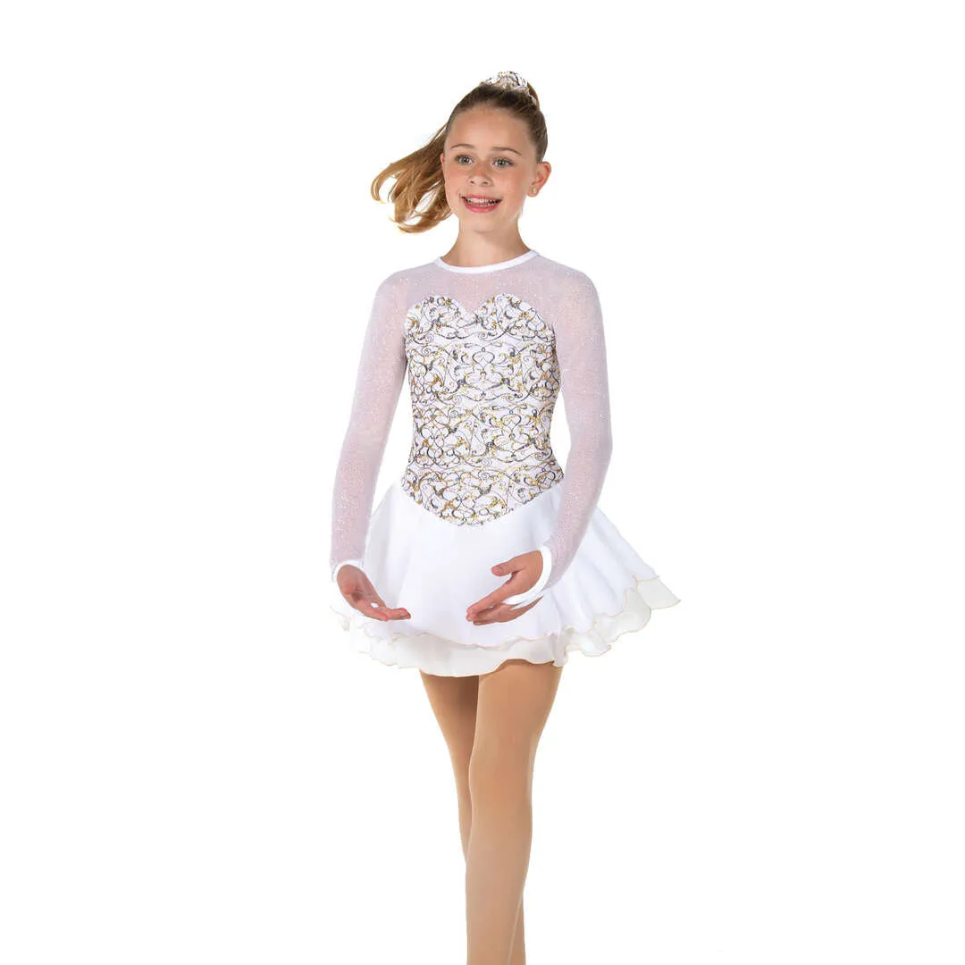 Jerry's Girl's 130 Snow Gold Figure Skating Dress