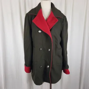 JG Hook Double Breasted Winter Wool Military Colorblock Peacoat Coat Womens M