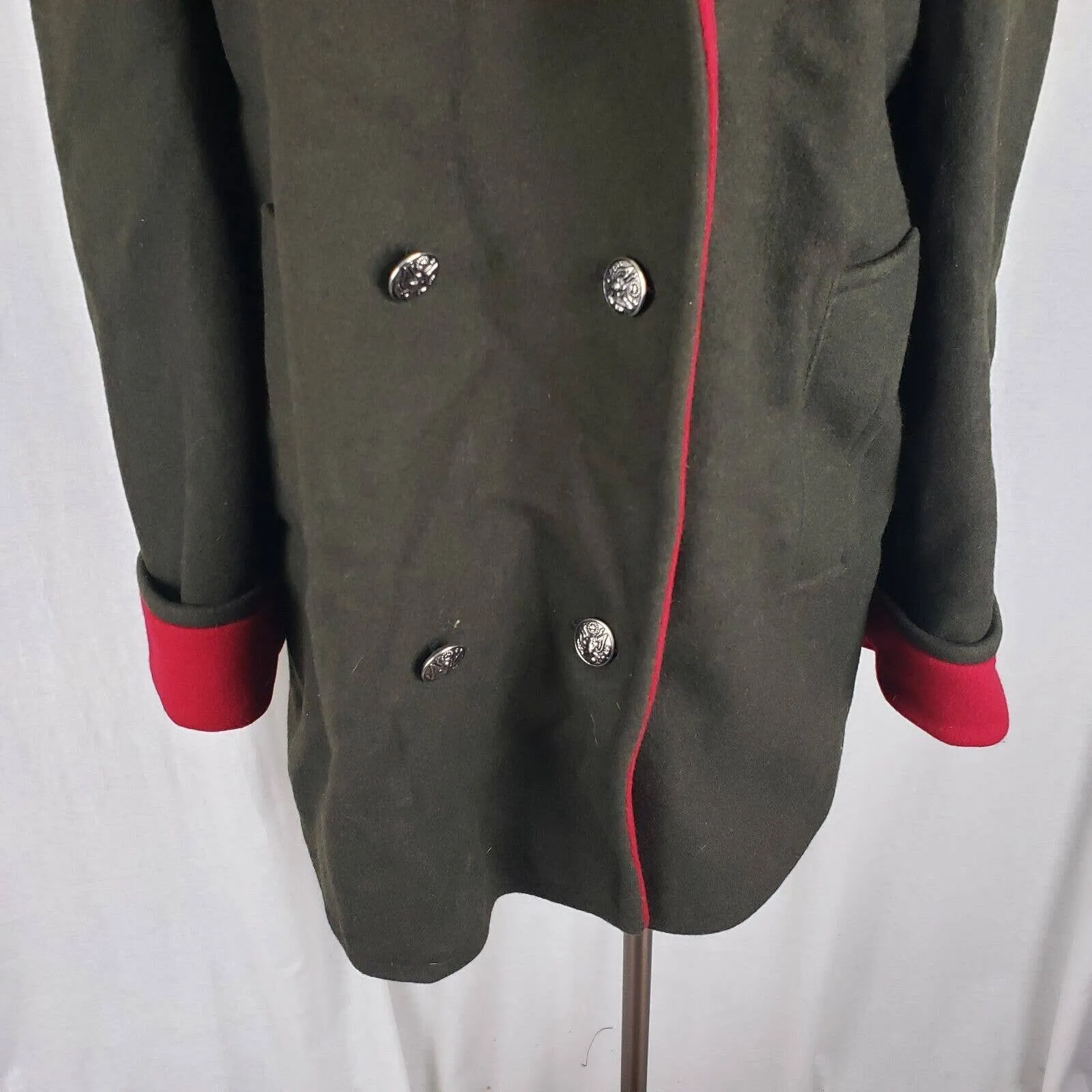 JG Hook Double Breasted Winter Wool Military Colorblock Peacoat Coat Womens M