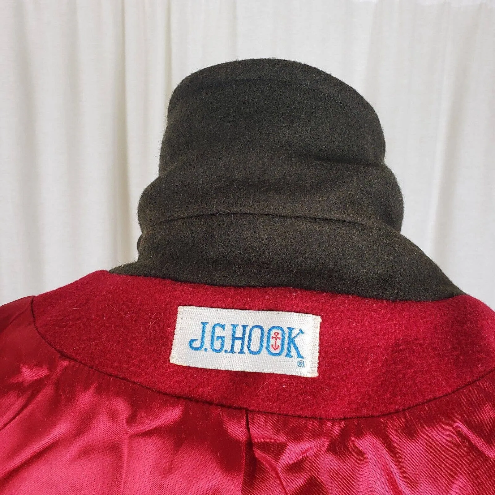 JG Hook Double Breasted Winter Wool Military Colorblock Peacoat Coat Womens M