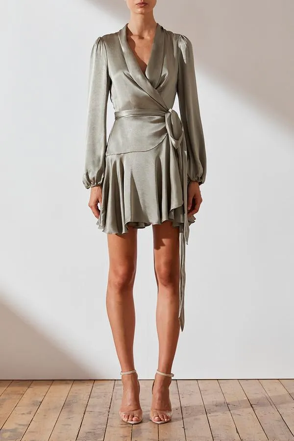 Joan Wrap Mini Dress- Sage