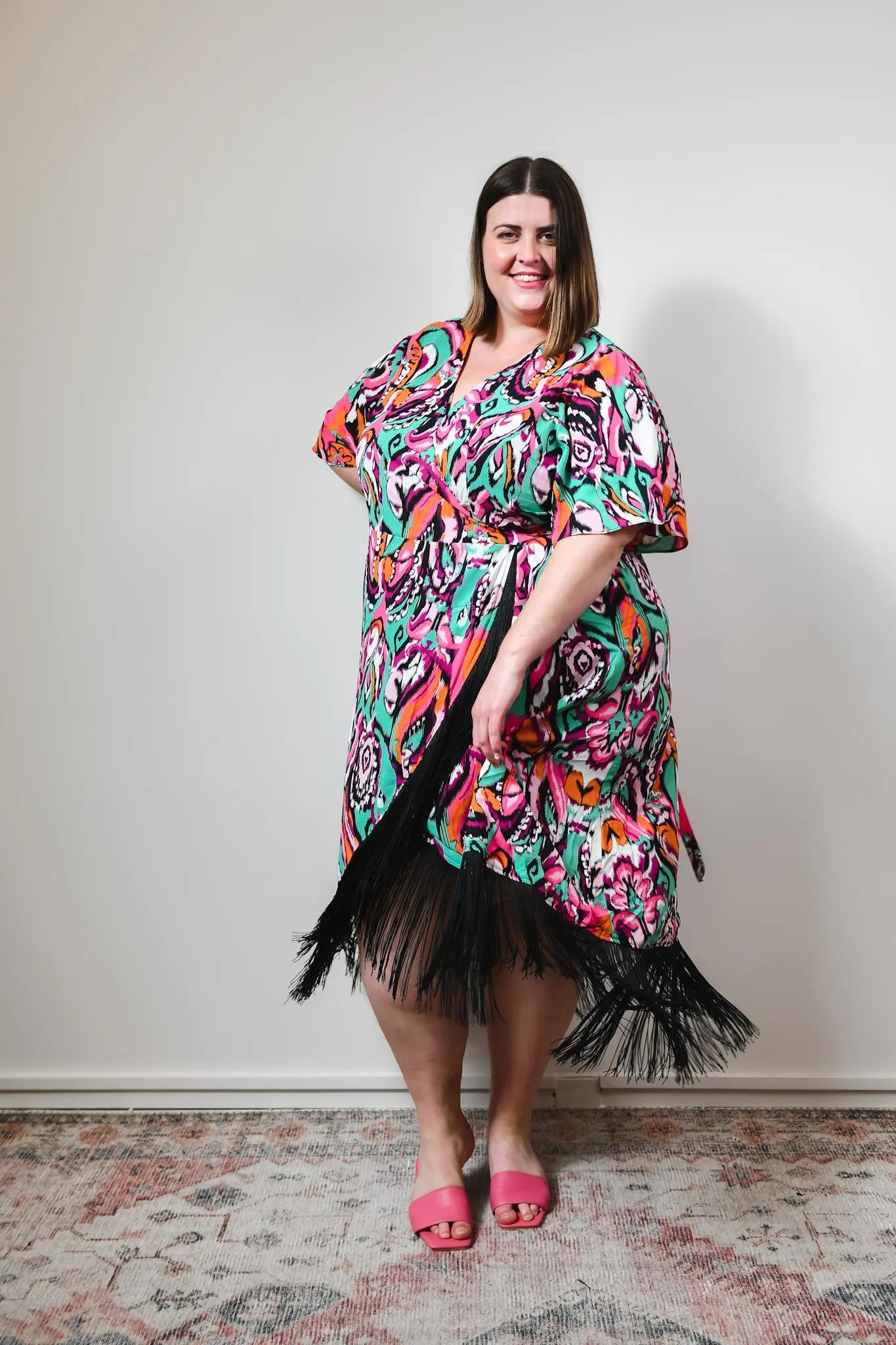 Jordana fringe wrap dress