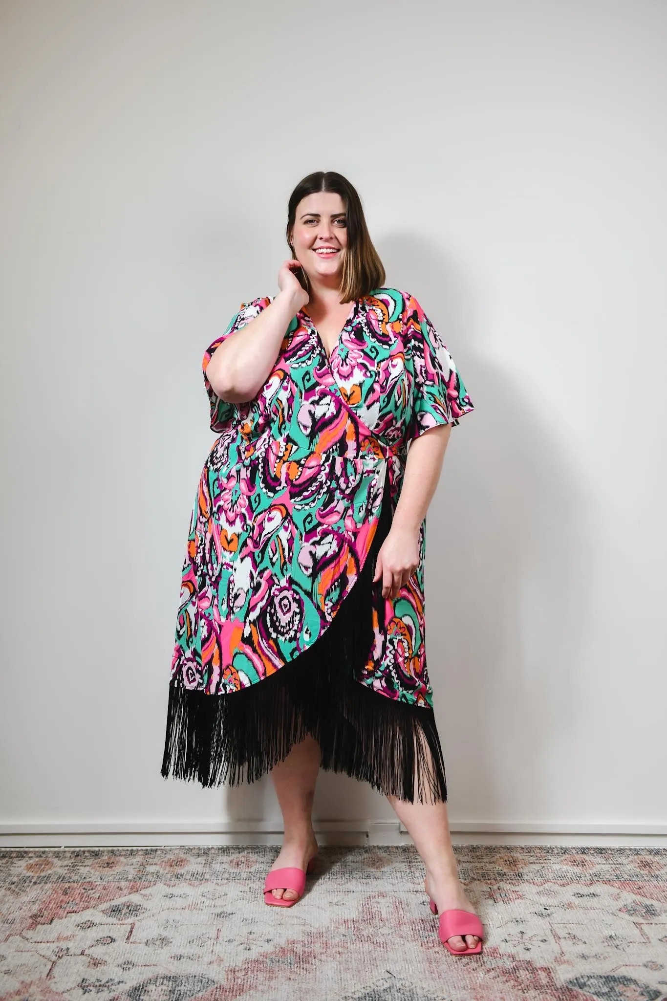 Jordana fringe wrap dress