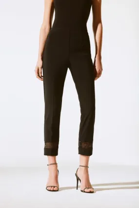 Joseph Ribkoff Black Embellished Mesh Insert Pull On Cropped Pants 243753