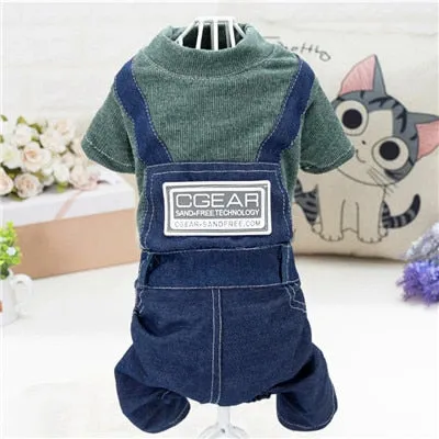 Jumpsuit For Small Dogs Chihuahua Pug Poodle Plaid Pants Hoodies Romper Clothing