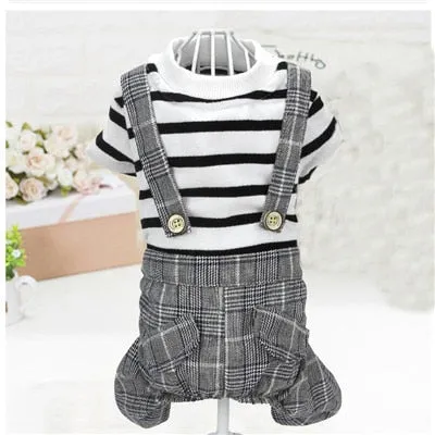 Jumpsuit For Small Dogs Chihuahua Pug Poodle Plaid Pants Hoodies Romper Clothing