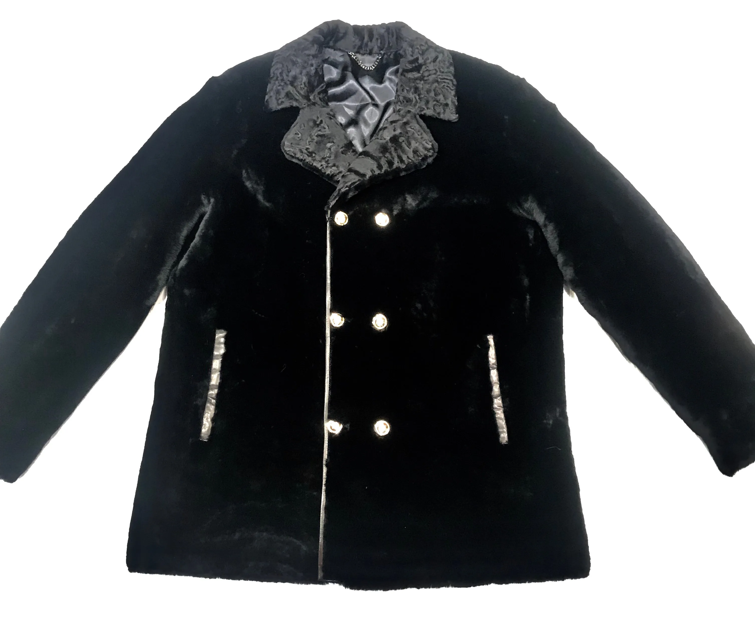 Kashani Black Persian Lambskin Peacoat Shearling