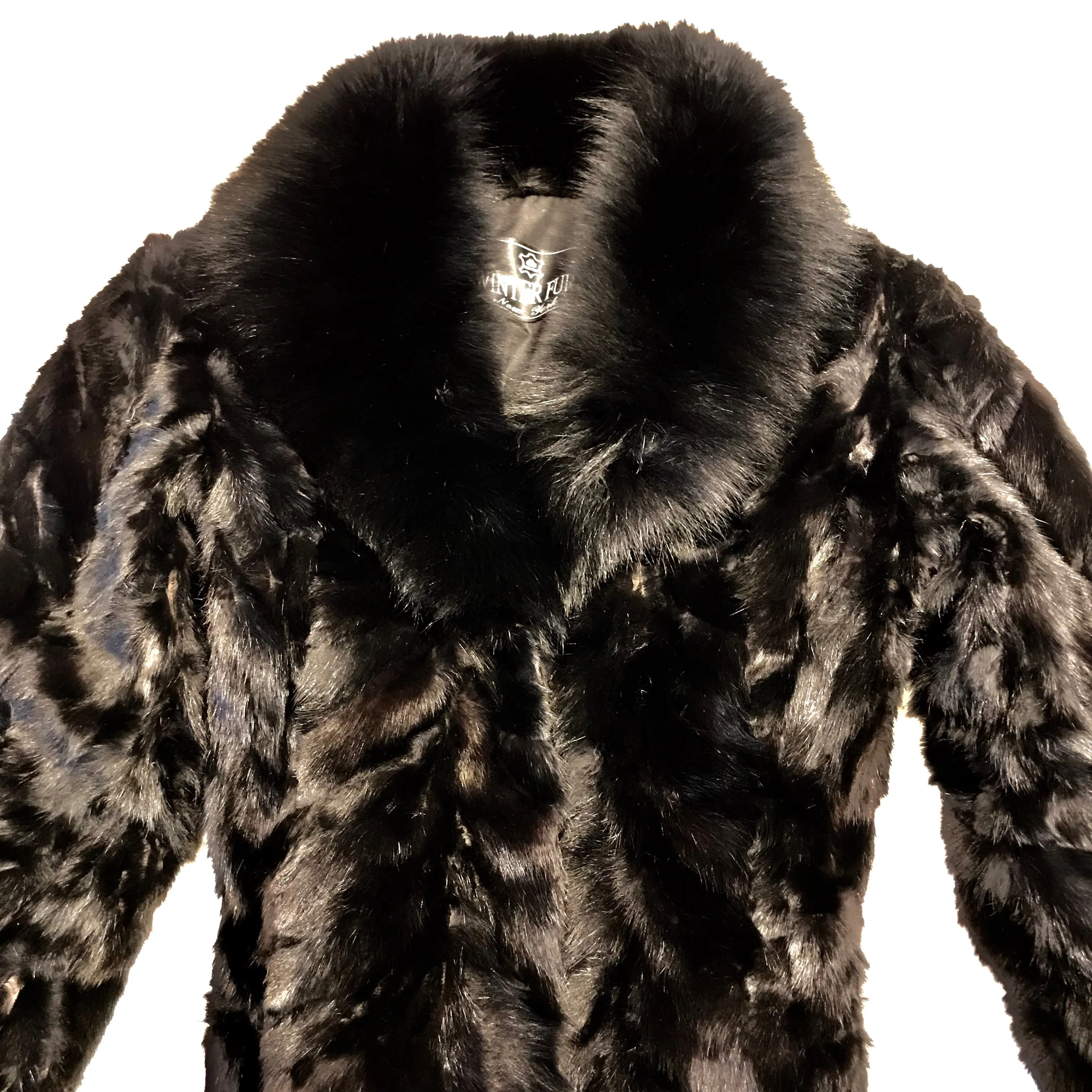 Kashani Ladies Black Bomber Mink Fur Coat