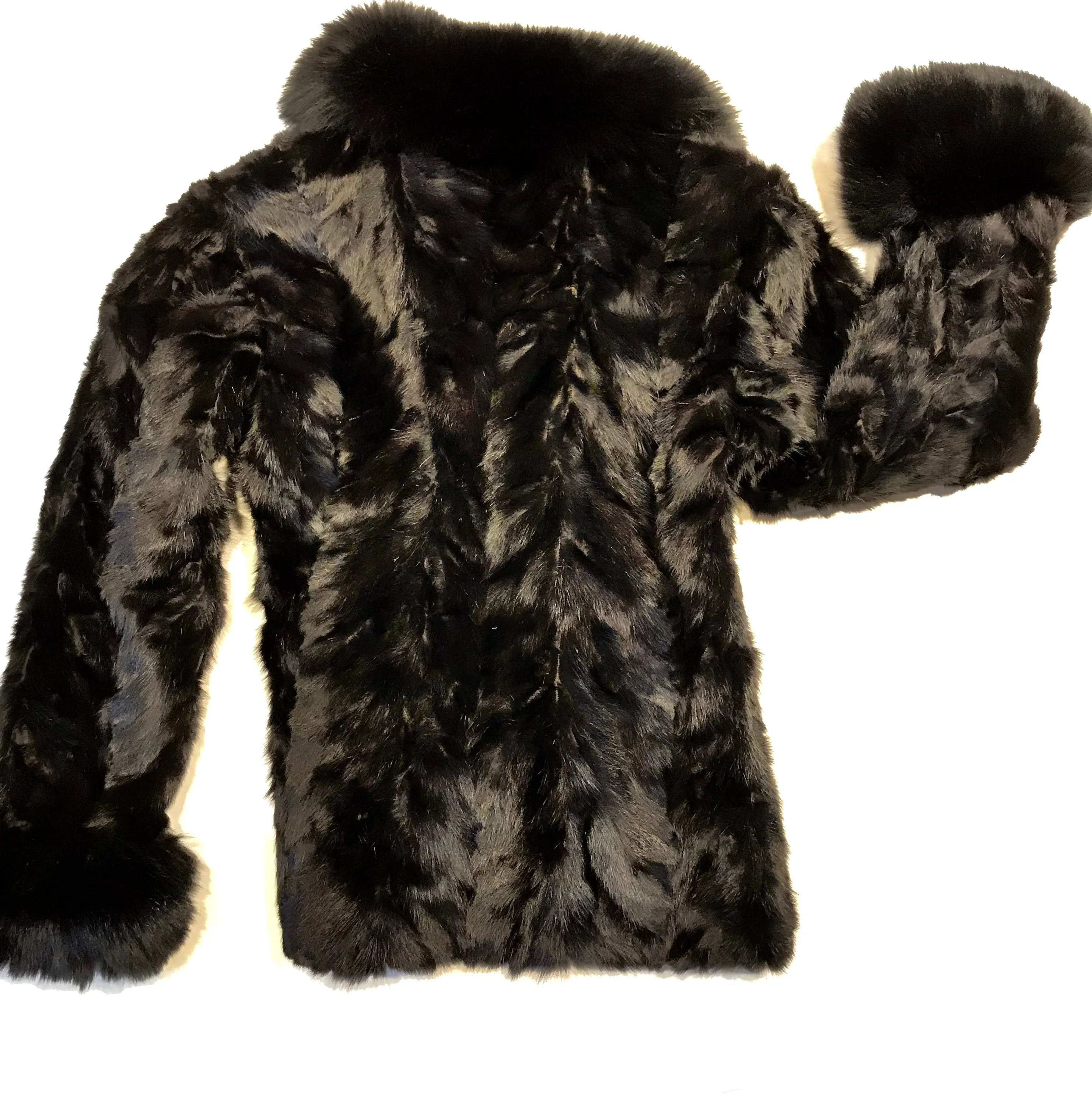 Kashani Ladies Black Bomber Mink Fur Coat