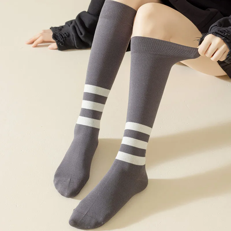 Knee-Length Striped High Socks For Women