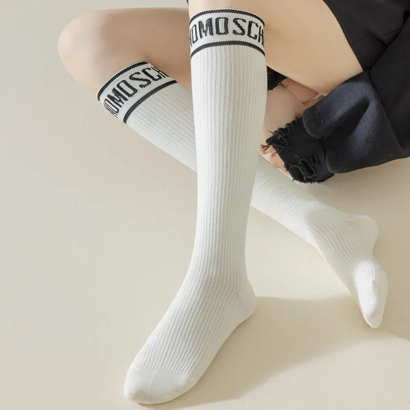 Knee-Length Striped High Socks For Women