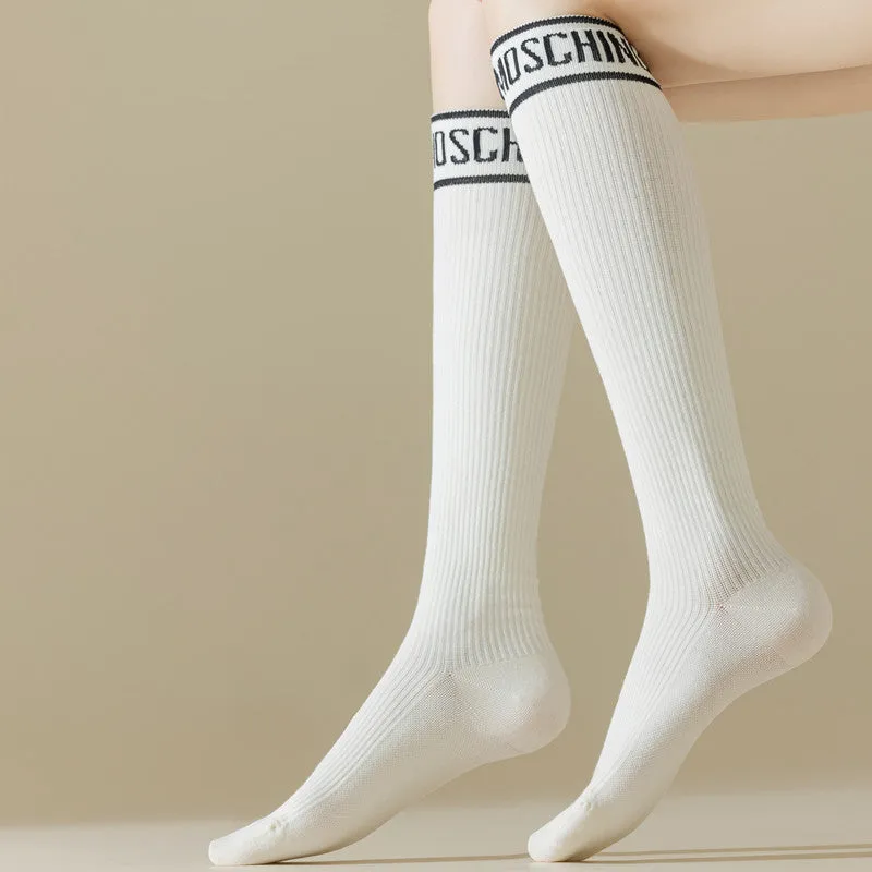 Knee-Length Striped High Socks For Women