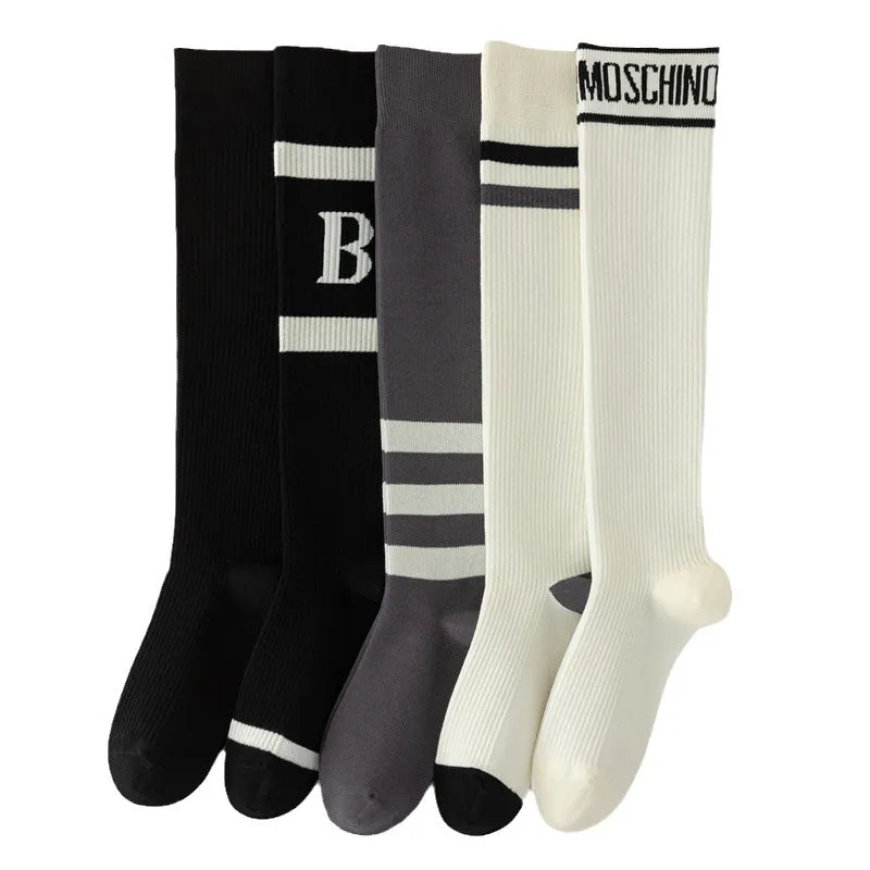 Knee-Length Striped High Socks For Women