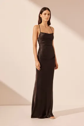 La Lune Lace Back Maxi Dress Black