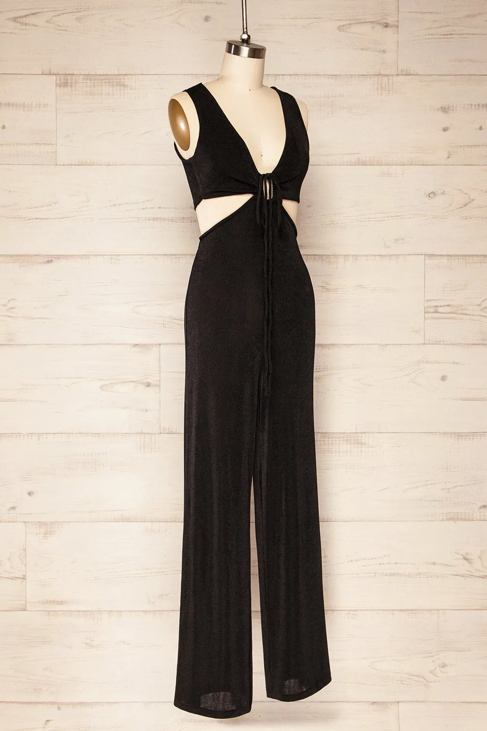 Lalali Black | Shimmery Jumpsuit w/ Deep V-Neckline