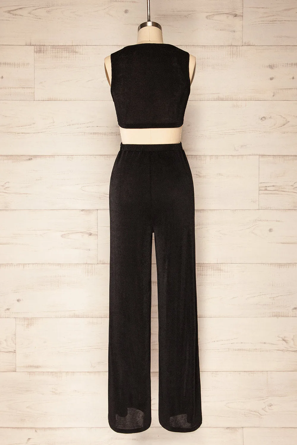 Lalali Black | Shimmery Jumpsuit w/ Deep V-Neckline