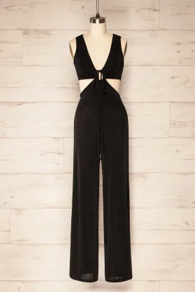 Lalali Black | Shimmery Jumpsuit w/ Deep V-Neckline