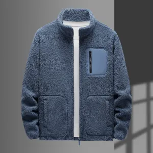 LAMB FLEECE COAT OUTDOOR FLEECE COAT MEN'S AUTUMN/WINTER TEDDY FLEECE STAND UP COLLAR LOOSE AND THICK FLEECE COAT