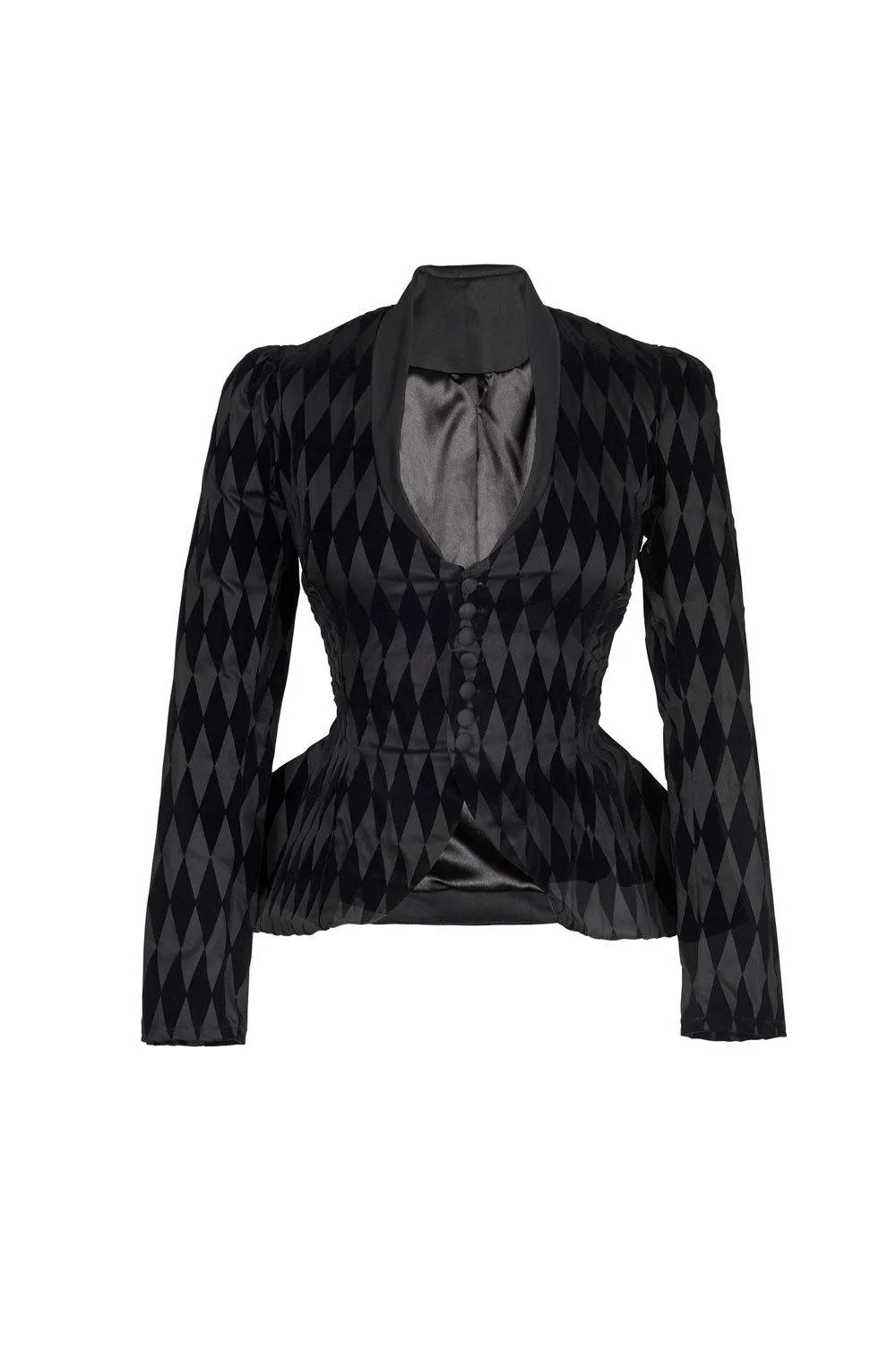 Laura Byrnes California Morgana Jacket in Black Flocked Harlequin