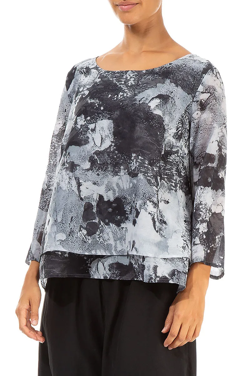 Layered Marble Silk Cotton Blouse