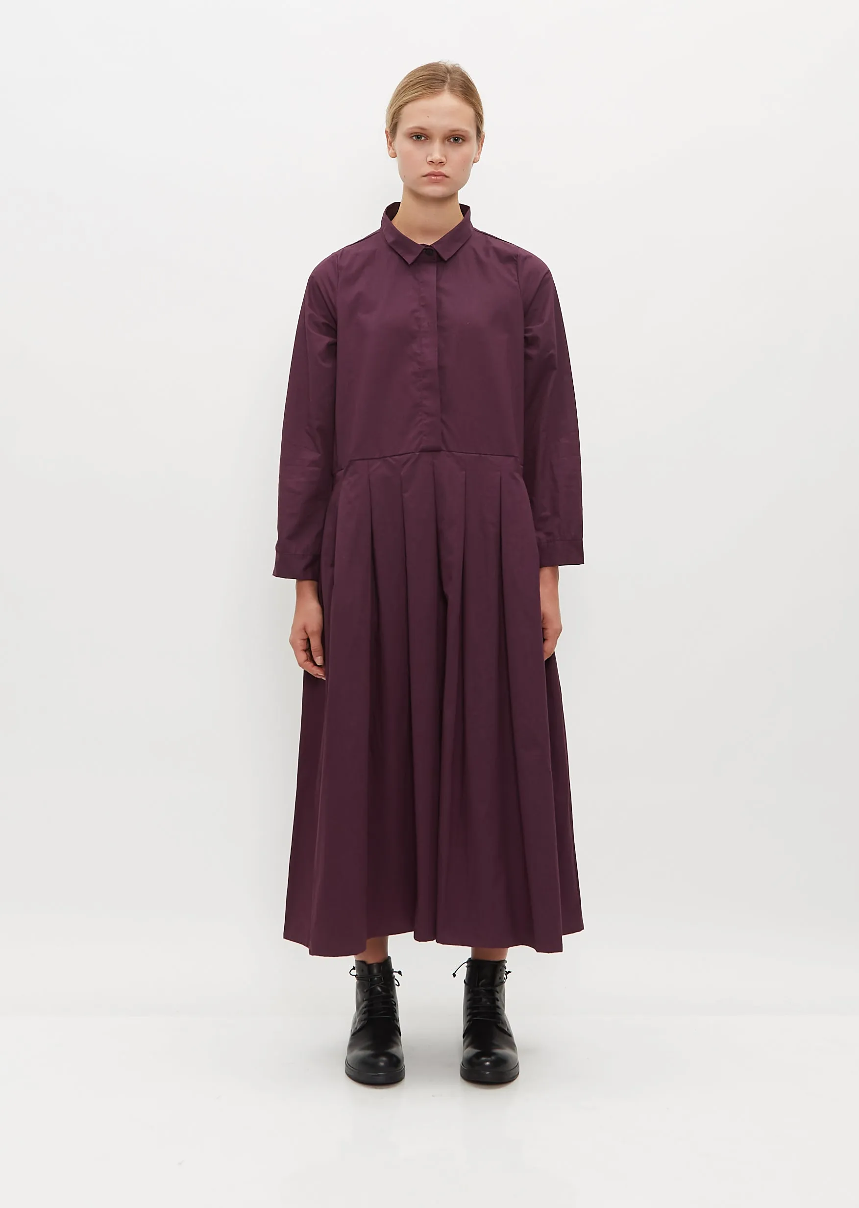 Lena Cotton Dress — Plum