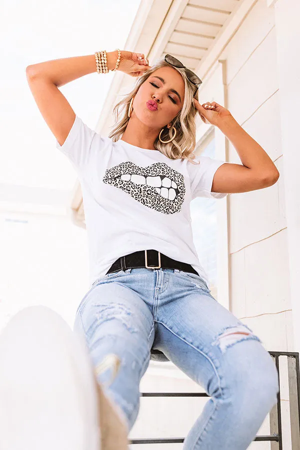 Leopard Lips Shift Tee in White