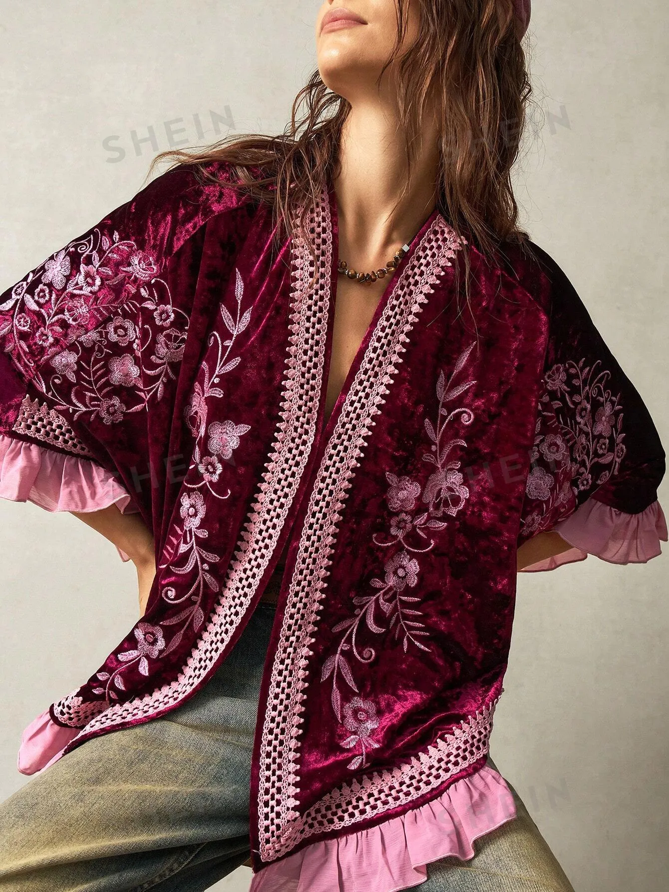 Lets Ride Fringed Velvet Cape