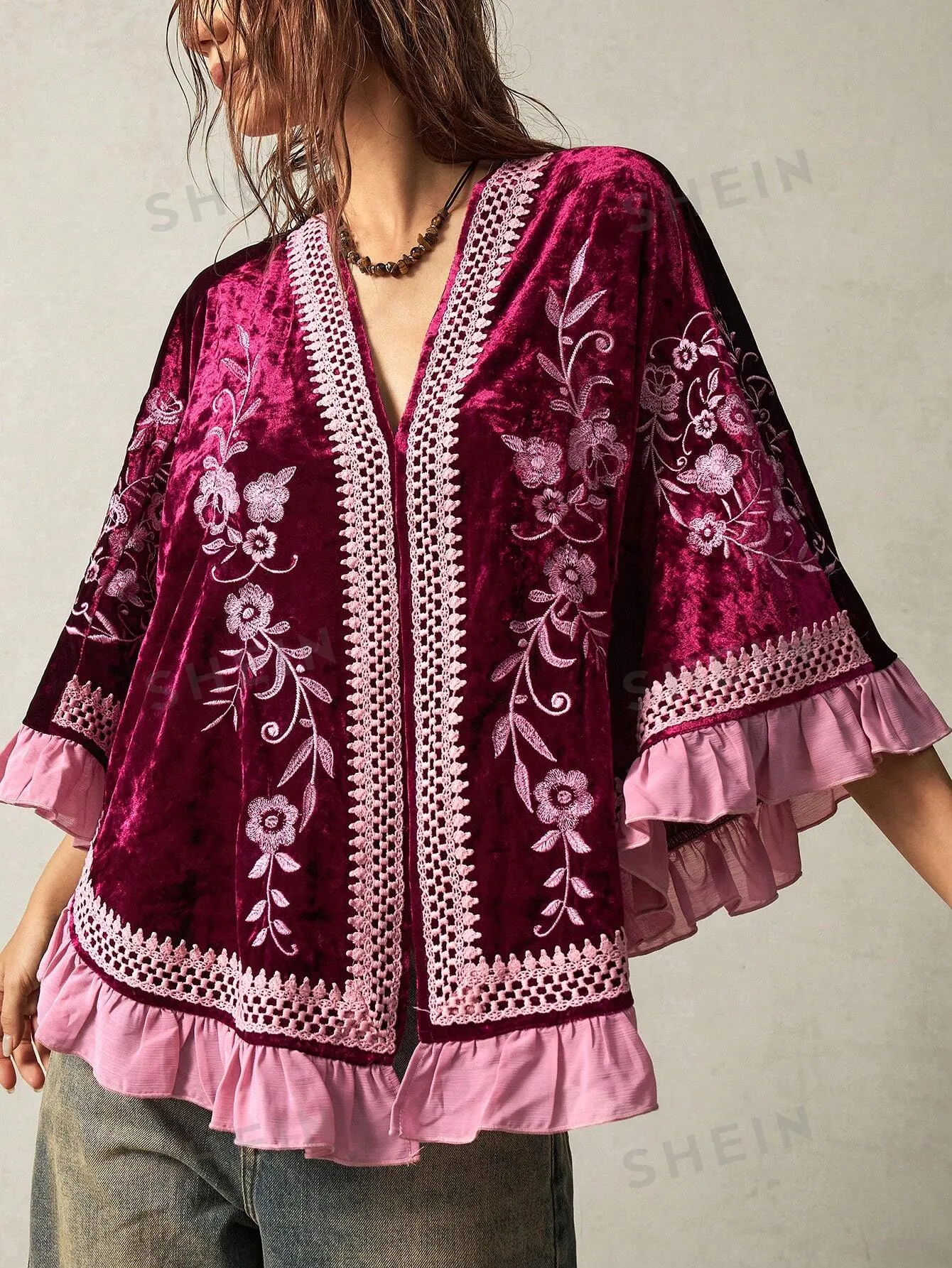 Lets Ride Fringed Velvet Cape
