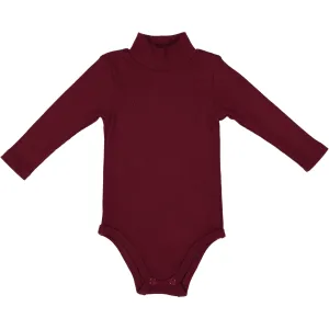 LIL LEGS BURGUNDY RIBBED TURTLENECK ONESIE