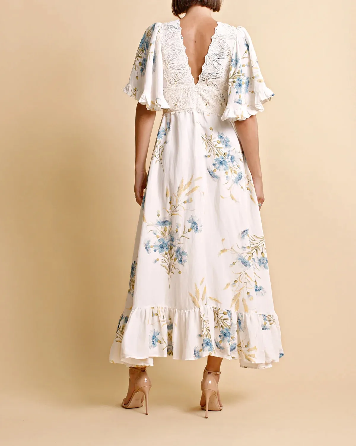 Linen Ruffle Maxi Dress