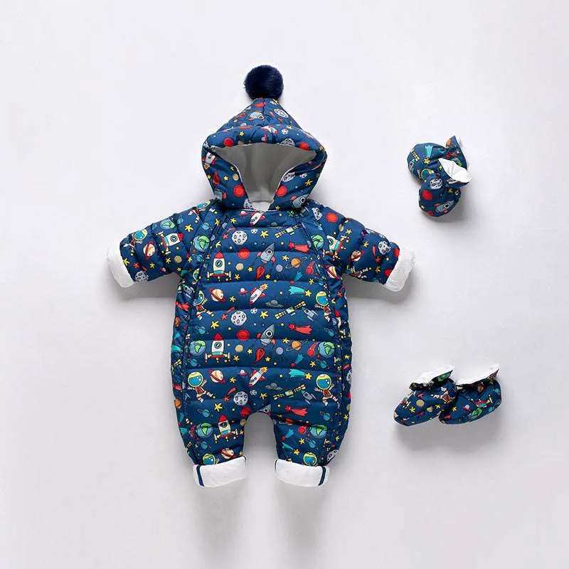 Little Gigglers World Baby Warm Fleece Thickened Jacket Outerwear Romper