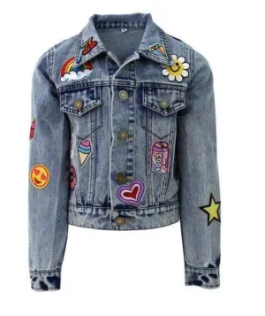 Lola and The Boys Girls All About The Patch Cropped Denim Jacket