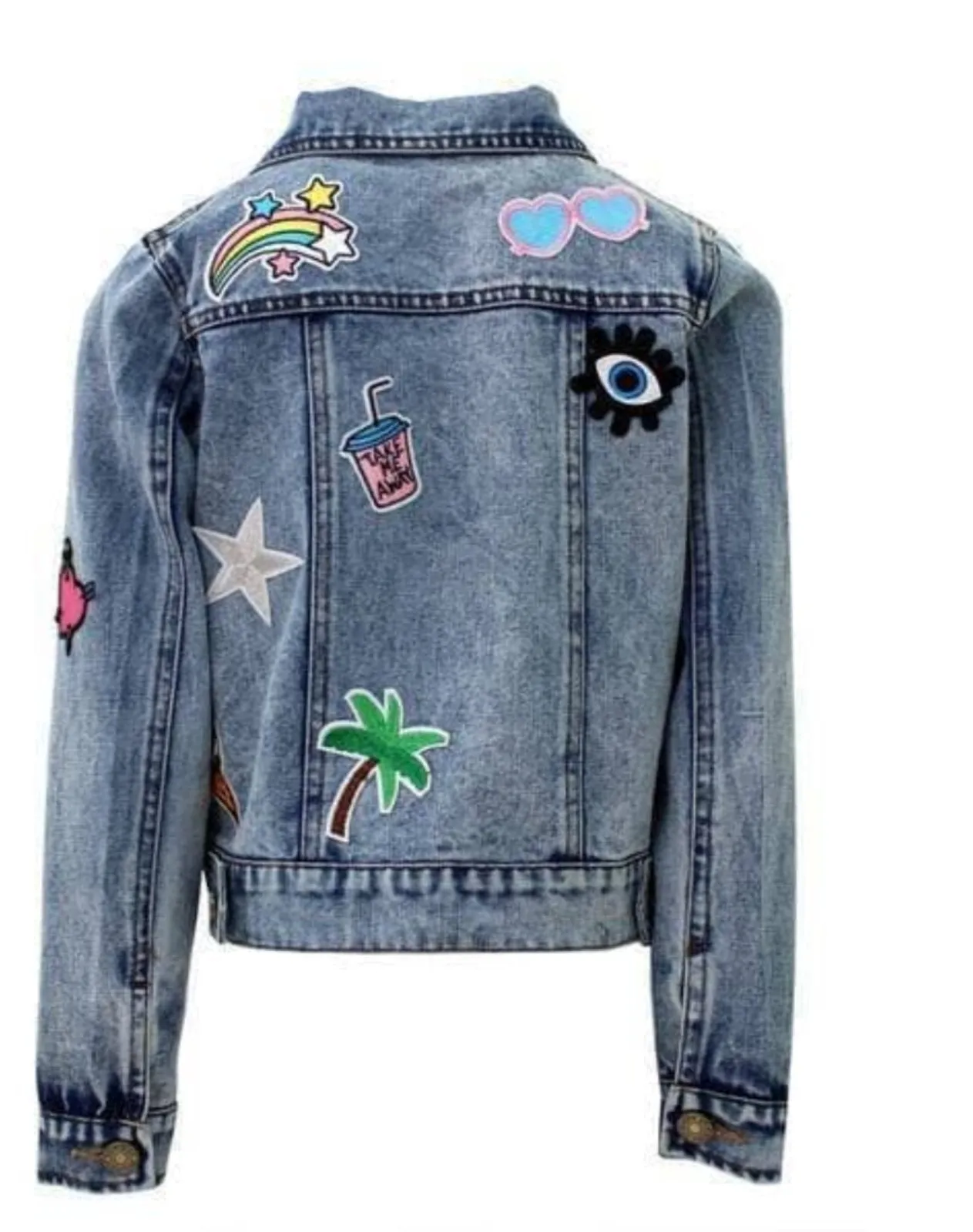 Lola and The Boys Girls All About The Patch Cropped Denim Jacket