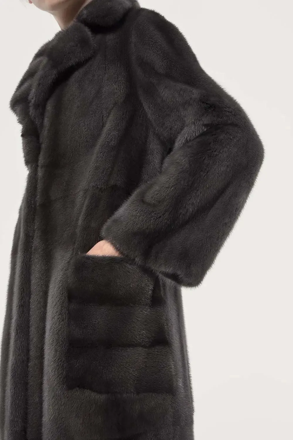 Long brown mink coat