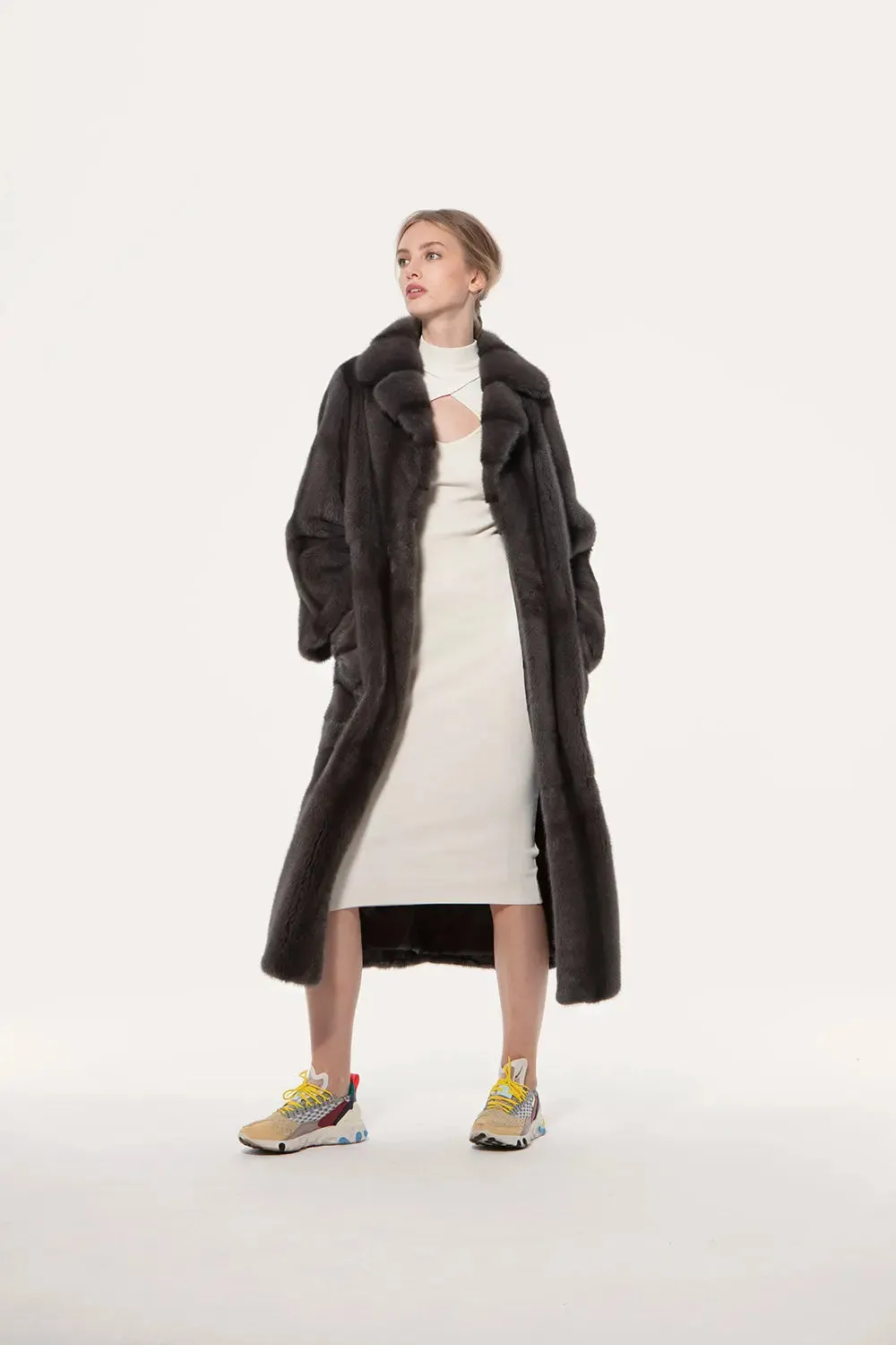 Long brown mink coat