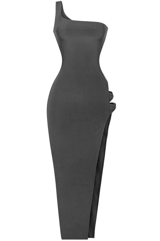 Lulu High Slit Maxi Dress (Black)