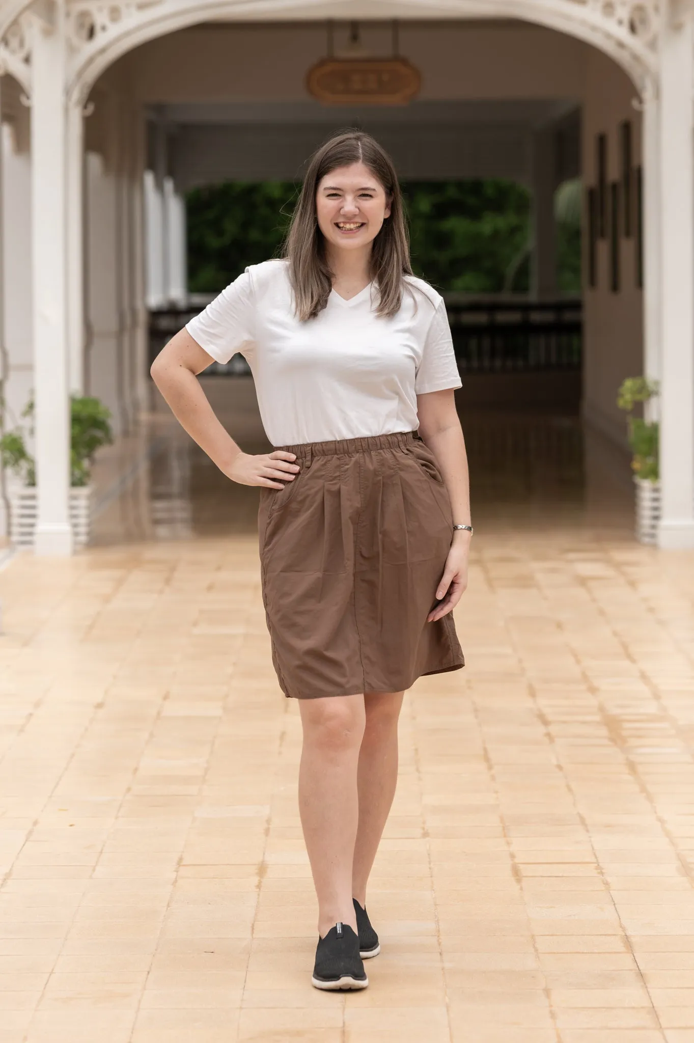 Macabi Knee Length Skirt - Mocha