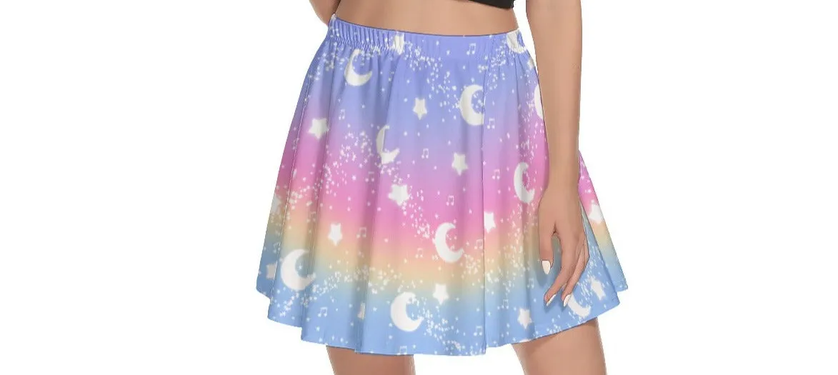 Magical Fairy Time (Rainbow Sunset) Mini Skater Skirt