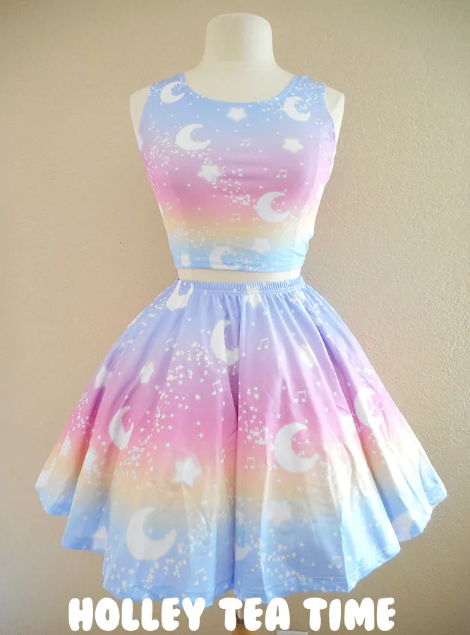 Magical Fairy Time (Rainbow Sunset) Mini Skater Skirt