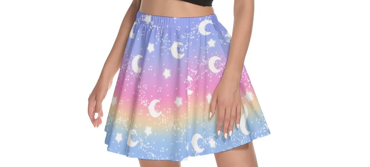 Magical Fairy Time (Rainbow Sunset) Mini Skater Skirt