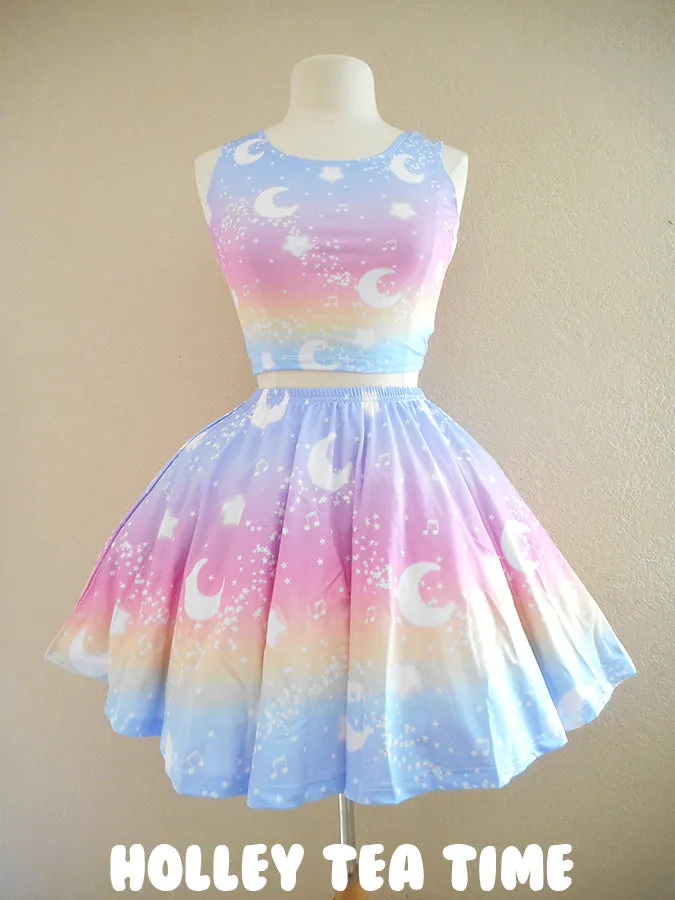 Magical Fairy Time (Rainbow Sunset) Mini Skater Skirt